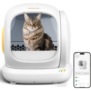 MeoWant Self Cleaning Cat Litter Box, Open-Top Automatic Cat Litter Box with Safety Protection, App Control, Odor-Free, 75L Large Space for Multiple Cats
