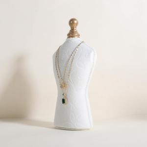 Velvet necklace holder display stand, White jewelry necklace display for selling, necklace mannequin for jewelry, necklace bust jewelry display for CountertopWhite-Medium