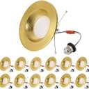 5/6 Inch LED Can Lights - Retrofit Recessed Lighting, 5CCT Selectable Dimmable Recessed Lighting, 13.5W 1200LM Can Light with Iron Material Baffle Trim, 6inch 12P Gold