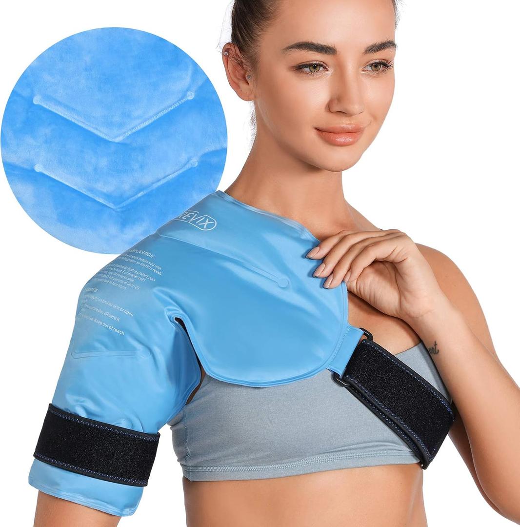 REVIX Shoulder Ice Pack for Rotator Cuff Cold Therapy, Arm Gel Ice Pack for Injuries Reusable, Flexible Cold Compression Wrap for Post-Workout Recovery, Fatigue and Shoulder Discomfort, Blue (Standard)