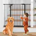 keny 36" Extra Tall Baby Gate for Stairs, 29"-42.5" Wide Auto Close Dog Gate, Pressure Mounted Easy Walk Through Pet Gate for Doorways, Durable Safety Stair Gate, Black
