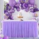 Suppromo 6ft Purple Table Skirt for Baby Shower Girl Tulle Tutu Table Skirt Rectangle Purple Table Cloth for Parties Butterfly Mermaid Birthday Wedding Cake Dessert Desk Skirt Decorations (72" x 30" (6FT))