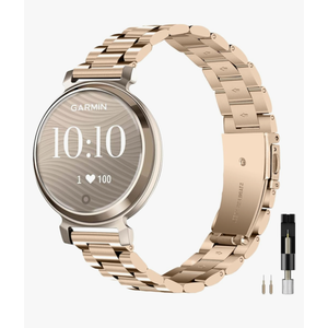 Miimall Metal Band Compatible for Garmin Lily 2/2 Active Band, Lightweight, Women Slim Luxury Stainless Steel Chain Replacement Bracelet Fancy Adjustable Wristband for Lily 2/2 Active, Champagne Gold