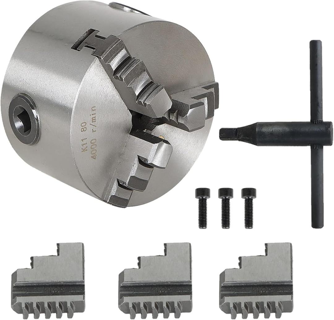 WFLNHB K11-80 3 Inch 3 Jaw Self Centering Lathe Chuck 3" for CNC Drilling Milling Machine Total 2 Set of Jaws