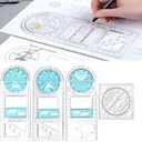 4 Pcs Multifunctional Geometric Ruler,Math Measuring Rulers for Drawing and Art,Metric Ruler Drawing Tool for School Office Supplies and Build