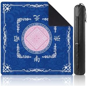 Thenshop Mahjong Mat Thickened Anti-Slip Game Mat with Drawstring Carrying Bag, 31.5" x 31.5" Waterproof Noise-reducing Table Cover for Mahjong, Poker, Card Games, Dominoes (Classic Style)