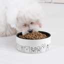 Fun Elements Ceramic Dog Bowls - Large, Non-Slip, 64 Fl Oz, Black with Adorable Dog Patterns (Large, Black)