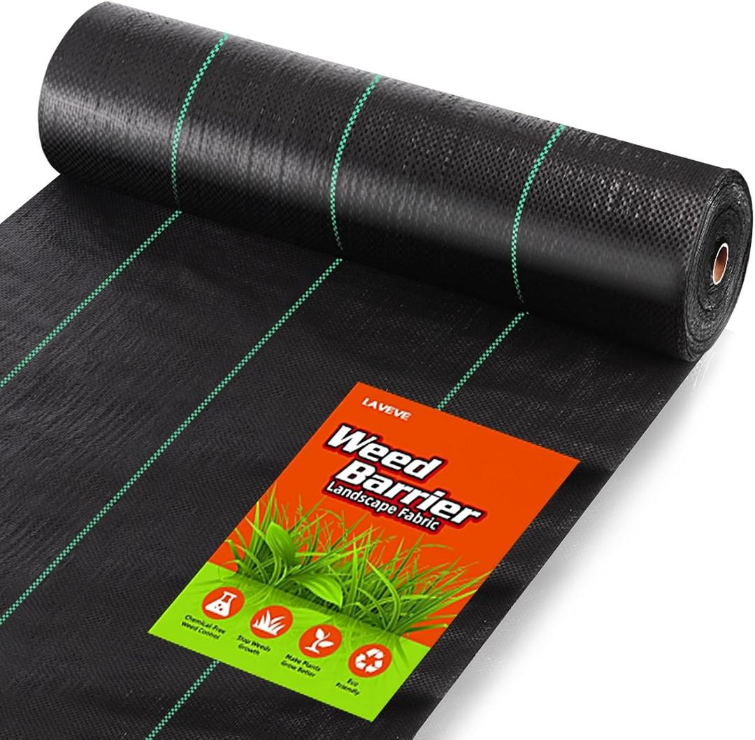 LAVEVE 5FT x 300FT Weed Barrier Landscape Fabric, 3.2oz Premium Heavy Duty Garden Cloth, Ground Cover for Gardening, Farming