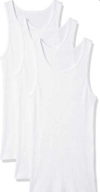 Amazon Essentials Men's Slim Fit Breathable Cotton Tank Undershirts, Pack of 3, White, Large