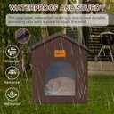 Outdoor Cat House for Shelter Feral Cat, Outside Waterproof Cat House for Outdoor/Indoor Cats, Insulated Cat Bed for All Seasons with Cozy Cushion (Brown, Zip Style)