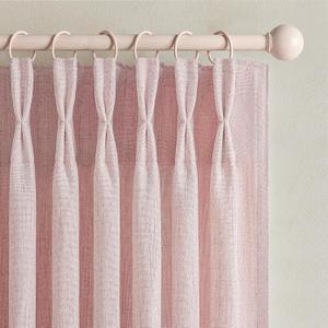 Pretty Light Pink Semi Sheer Curtains 96 Inches Long for Living Room 2 Panels Set, Memory Shaped Pinch Pleated 8 FT Faux Linen Light-Filtering Nursery Curtain Back Tab Elegant Window Drapes W40 x L96