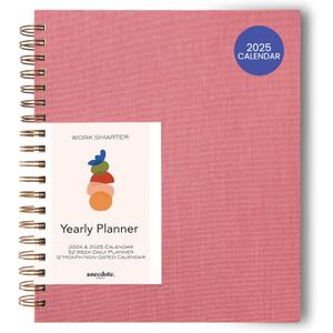 Anecdote Planner 2025 (8.5" x 10") Spiral Yearly Planner - 2025 Planner Weekly and Daily - Features a Library Buckram Cover, Brass and A4 Size Bleed-Resistant Paper - Organize All 52 Weeks. Start Anytime  Blossom
