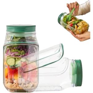 Salad Pod, Portable Salad Jar with Side Opening, 300ml, Vertical Layering Bowl, Built-in Bowl, Leak-Proof Sauce Case, Fresh Salad Container for Lunch, Fruit
