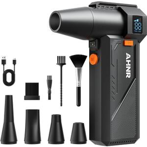AHNR Compressed Air Duster, 160,000RPM Powerful Electric Air Duster Blower Rechargeable with Brushless Motor, 3-Gear Adjustable Mini Air Blower Cordless for Computer, Keyboard, Home, Outdoor and Car