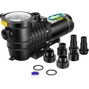 VIVOHOME 2.0HP Pool Pump - 115V/230V Self-Priming Motor - In-Ground/Above Ground - 6800GPH Energy Efficient - 1.5", 2", and 1.25"-1.5" Connectors w/Strainer Basket