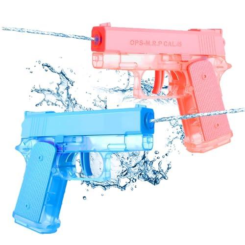 Cool Small Manual Water Guns 2 Pack - Super Squirt Water Pistol Toys for Kids&Aldult, Summer Outdoor Beach Pool Play, No Battery Needed, Aldult Boys Girls Gifts (Pink-MSG-HYTY)