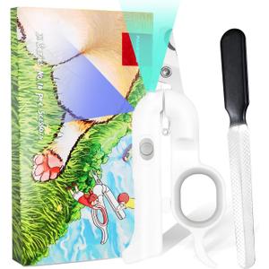 PAKEWAY Dog Nail Clippers with LED Light - Pet Nail Trimmer and File for Small/Medium Dogs, Puppies, Cats, and Rabbits (Grey)