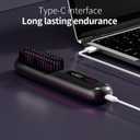 2026 New Go Brush Pro for Short Hair, Portable Straightener Brushs for Travel, with LCD Temperature Display,Fast Heating Cordless Mini Hair Brushs (Black)