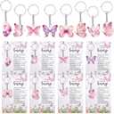 Landical 50 Sets Butterfly Baby Shower Party Favors A Message From The Bump Keychains Thank You Card Decorations for Gender Reveal Guest Gift (Multicolor)
