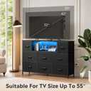 LED TV Stand for 55 Inch TV, 8 Drawers, Black