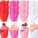 200 Pcs Tulip Cupcake Liners Muffin Baking Cupcake Liners Baking Cups Holders Heat Resistant Muffin cups Wrappers for Wedding Party Birthday Baby Shower Party(Vivid Color)
