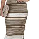 Saodimallsu Womens Summer Midi Bodycon Sweater Dress Sexy V Neck Tie Shoulder Striped Knit Side Slit Sleeveless Tank Dresses (XS)