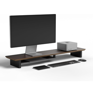 amesoba White Oak Dual‑Tier Ergonomic Desk Setup – Modern Wooden Monitor Stand & Workspace Riser, Home Office & Minimalist Aesthetic (Dark Walnut, Large)