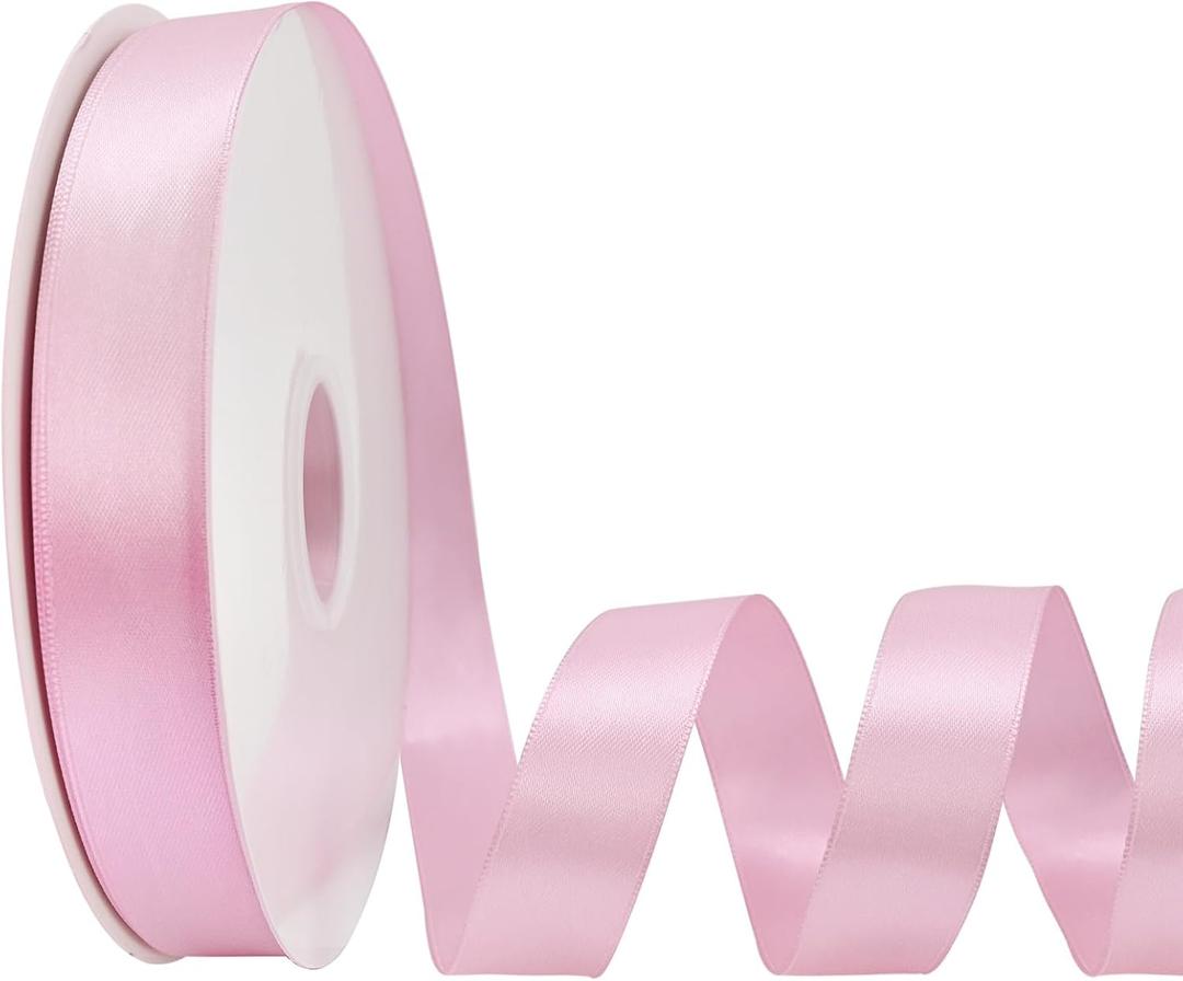 Double Faced Pink Satin Ribbon 7/8 Inch  100 Yards Satin Ribbon Ideal for Gift Wrapping Flower Bouquet Arts Crafts Sewing Weddings Floral Arrangements & Bows