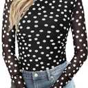 PRETTYGARDEN Women's Long Sleeve Going Out Tops 2026 Spring Y2K Clothes Mesh Floral Fitted Shirts Date Night Outfit (M)