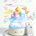 Projection Night Lights for Kids, 3-in-1 Carousel Star Nightlight for Bedroom, 23 Soothing Films with 12 Lullabies, Portable Rechargeable 1800mAh Rotating Night Light with Remote, Auto-Off Timer