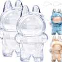 2PCS Protective Case for Monster Doll - Clear Standing Display Case, Plastic Portable Storage Box Cover with Silicone Strap for Mini Collectible Dolls ( Doll Not Included )