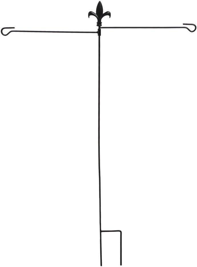 Evergreen Fleur-de-Lis Dual Arm Metal Garden Flag Stand - 32" W x 43" H