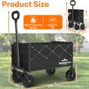 Wagons Carts Foldable, 360LBS Folding Utility Heavy Duty Wagon Cart with Wheels, 100L Portable Utility Outdoor Wagon for Shopping, Beach, Camping, Sports, Garden