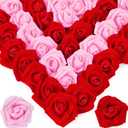 100Pcs Real Looking Red Pink Ombre Artificial Rose Flower Heads, Foam Fake Roses for DIY Wedding Decorations Baby Shower Centerpieces Home Party Valentine's Day Mother's Day Decor
