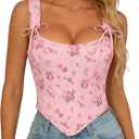 Scarlet Darkness Floral Corset Tops for Women Renaissance Corset Boned Lace Up Bustier Tops, Size 8