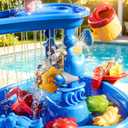 Water Table for Toddlers 3-5, 3-Tier Kids Sand Water Table, Water and Sand Activity Sensory Table Beach Outdoor Backyard Toys for Kids Toddlers Age 3 4 5 6 7 8 Boys Girls