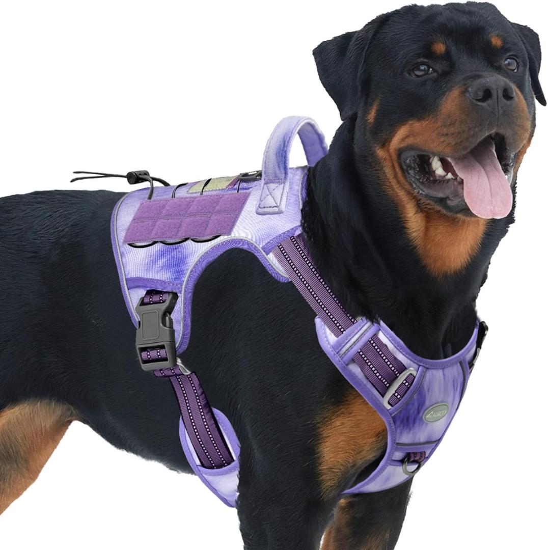 AUROTH Tactical Dog Harness for Large Dogs No Pull Adjustable Pet Harness Reflective K9 Working Training Easy Control Pet Vest Military Service Dog Harnesses Very Peri L (Neck:18-29", Chest:24-37"), 45-80 lbs)