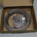 1/8 Inch Stainless Steel Cable 100FT - 7x7 Strand Aircraft Wire Rope with Loop Sleeve & Thimble - Heavy Duty for Deck Railing, String Light Hanging, Garden, Marine, DIY Projects
