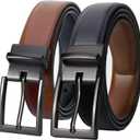 Lavemi Mens Belt Reversible 100% Italian Leather Dress Casual,One Reverse for 2 Colors,Trim to Fit (Adjustable from 26" to 34" Waist, Style1)
