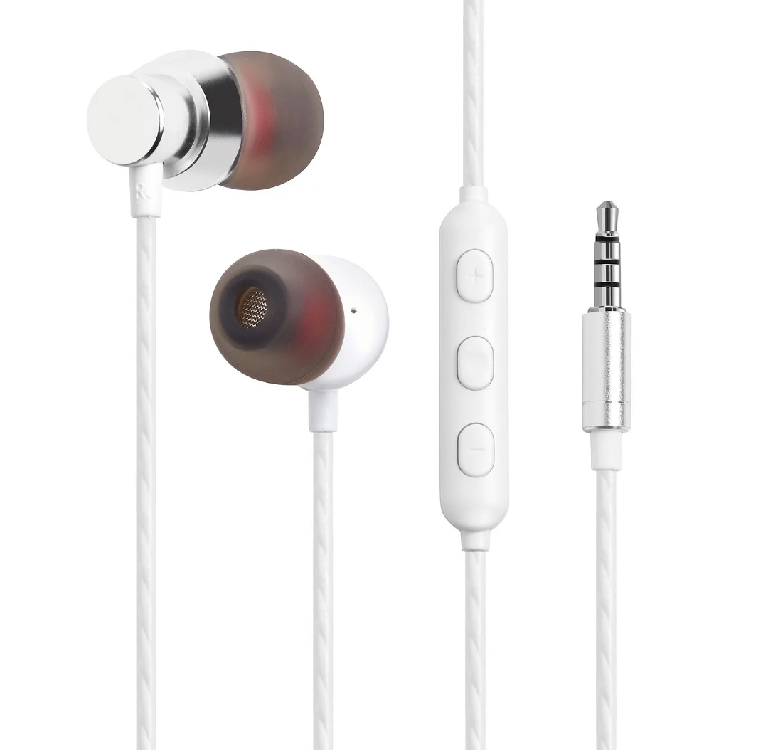 Wired Headphones With Microphone, 3.5mm In Ear With In Line Controller, White