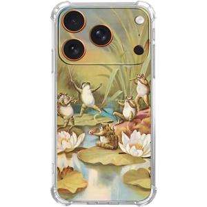 Frog Concert Case for iPhone 17 Pro,Cute Frog Musician Set Pattern for Boys Girls,Trendy Cool Soft TPU Bumper Cover for iPhone 17 Pro