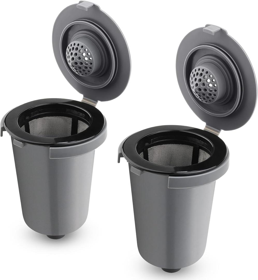 Reusable Filter Cup for Cuisinart, Compatible with Cuisinart #SS-RFC HomeBarista Reusable Filter Cup, Dark Gray (2 Pack)