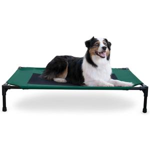 K&H Pet Products Outdoor Elevated Dog Cot, Breathable Cooling Elevated Cot Hammock Pet Bed for Large Dogs, Washable Mesh Cover, Raised Metal Frame, Collapsible, Portable - Large 42 X 30in Green