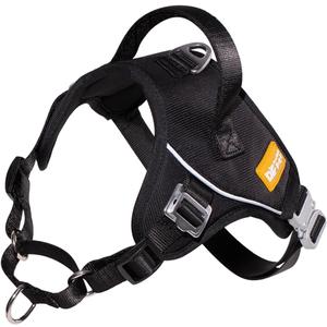 DF No Pull Step-in Martingale Dog Harness, Help Stop Pulling & Choking, Reflective & Adjustable, Front Clip Harness with Lift Handle, Tactical Silent Metal Buckle, Black, 1", Front Chest 14.4"-18.0"