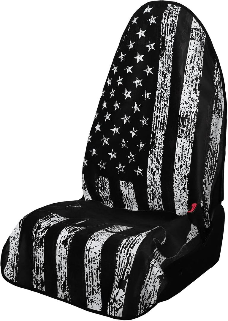 Premium Hooded Cloth Seat Cover for Cars - Automotive Seat Pads Universal Fit for Sedans Truck SUV - Waterproof Front Seat Protectors Great for Athletes Workouts Swimming Running Boxing Yoga (Printed Bear)