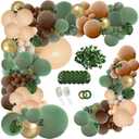 PERPAOL 148PCS Sage Green Brown Balloon Garland Kit, Jungle Safari Woodland Forest Wild One Camper Balloon Arch, Olive Green Gold Coffee Cocoa Balloons for Birthday Wedding Shower Party Decorations