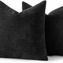 MIULEE 26x26 Inch Pack of 2 Euro Sham Decorative Throw Pillow Covers Soft Chenille Throw Pillows Textured Cushion Covers for Bed Couch Sofa Bedroom Living Room, Black