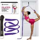Pilates Stretching Strap with Door Anchor - Flexibility Equipment for Pilates Practitioners - Ideal for Improving Leg Flexibility, Core Stability, and Posture Alignment at Home (Purple)