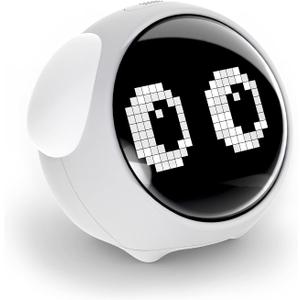 Kids Alarm Clock, Dual Alarm Setting, Adjustable Brightness Night Light, Voice-Activated,Temperature Detection, Wake-up Alarm Clock, Toy and Gift for Toddler, Children, Students, Boys&Girls (Gray)