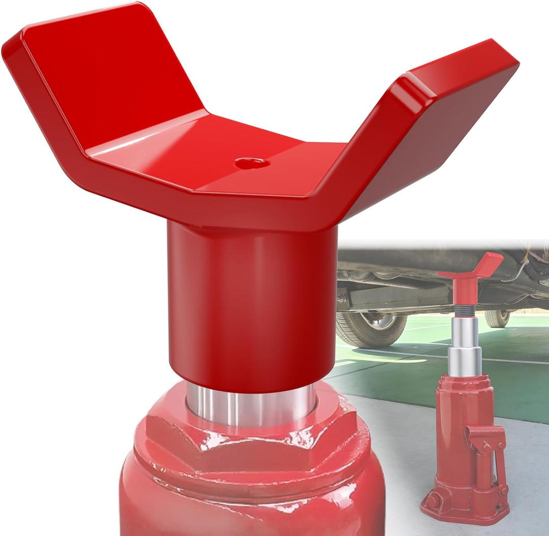 ForoGore Red Bottle Jack Adapter for 12t Jack Heavy Duty Steel Lifting Saddle for 3" & 4" Round Square Axle Tube Fits 1.65 Inch or Smaller Diameter Bottle Jack Accessories